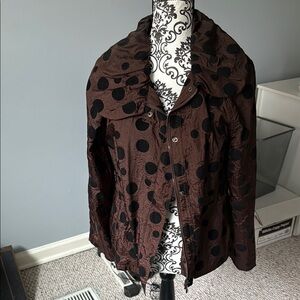 Brown jacket with black polka dots size M